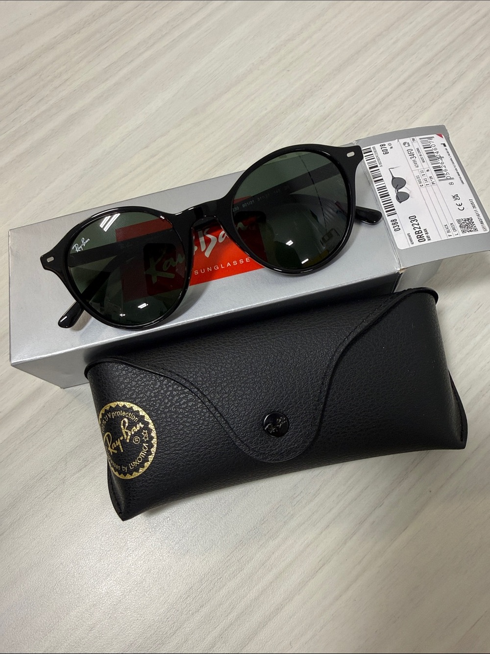 Ray-Ban rb2230 Black Frame Sunglasses with Green Lenses